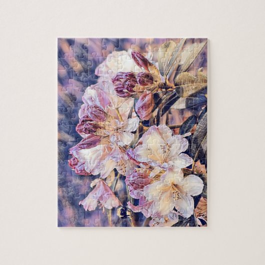 紅色のアゼアの花絵画色の ジグソーパズル (縦)