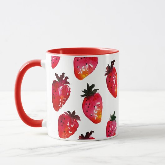 紅色のイチゴエレガントパーソナライズされた マグカップ (左)