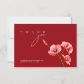 紅色のケシの花結婚の花 サンキューカード (正面)