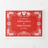 紅色のパペル・ピカドは鳥結婚を愛する 三つ折り招待状 (カバー)