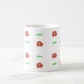 紅色のポンセッティアのフラワーティーとコーヒーマグ コーヒーマグカップ (中央)