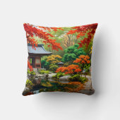 紅色の滝 – 秋の庭日本のに クッション (裏面)