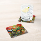 紅色の滝 – 秋の庭日本のに スクエアペーパーコースター (インサイチュ)