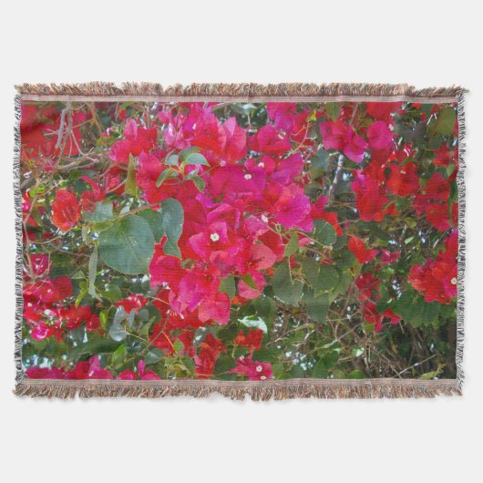 紅色の花：赤いブーゲンビリアのダンス スローブランケット (正面)