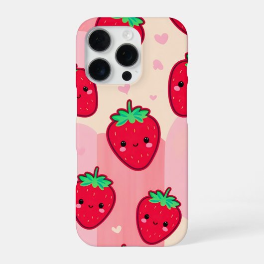 紅色の頬に笑みを浮かべるイチゴ iPhoneケース (裏面)