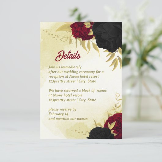 紅色の黒い花離れ金ゴールド エンクロージャーカード (スタンド正面)