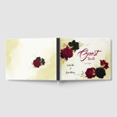 紅色の黒い花離れ金ゴールド ゲストブック (全面)