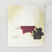 紅色の黒い花離れ金ゴールド プレイスカード (外部開封)