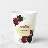 紅色の黒い花離れ金ゴールド 紙コップ (裏面)