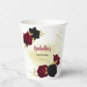 紅色の黒い花離れ金ゴールド 紙コップ (正面)