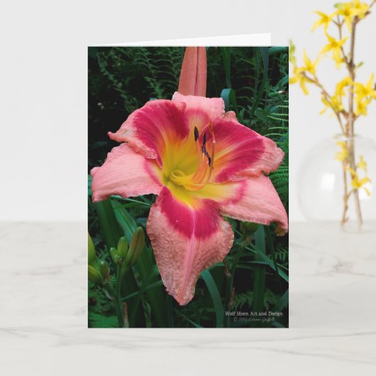 紅色花/ゆり/紅色紅色/ カード (黄色い花)