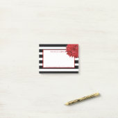 紅花と白黒ストライプ花 ポストイット (デスク上)