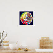 紅花に座る花妖精チタニアファンタジー ポスター (キッチン)