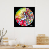 紅花に座る花妖精チタニアファンタジー ポスター (キッチン)