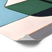 紅花の付いた白黒の花瓶 ポスター (角)