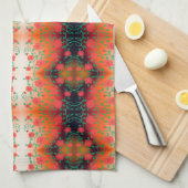 紅花プリント茶巾 キッチンタオル (四つ折り)