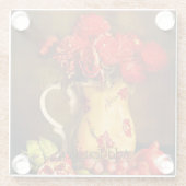 紅花油彩画 ガラスコースター (裏面)