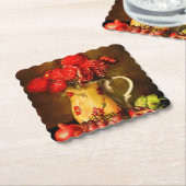 紅花油彩画 ペーパーコースター (アングル)