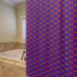 紅花紫シャワーカーテン模様 シャワーカーテン
