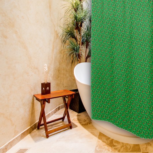 紅花緑シャワーカーテンの模様 シャワーカーテン