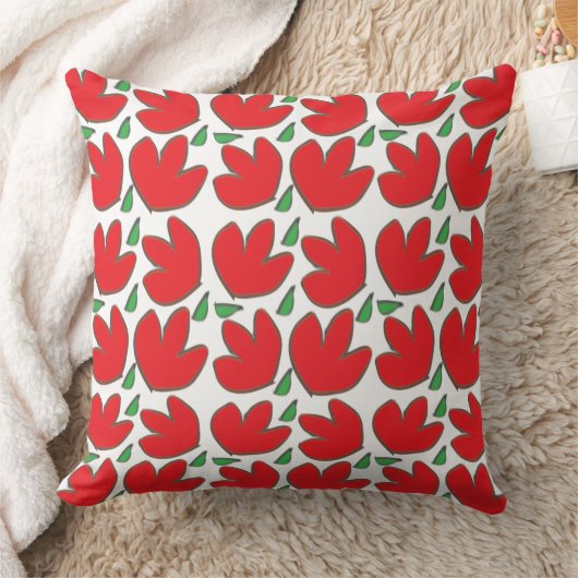 紅花花柄 クッション (ブランケット)