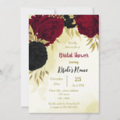 紅花金ゴールド葉ブライダルシャワー 招待状 (正面)