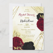 紅花金ゴールド葉ブライダルシャワー 招待状 (正面)