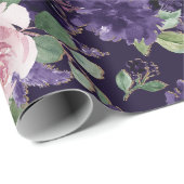 紅花 |濃い紫とピンクのローズパターン ラッピングペーパー (ロールコーナー)