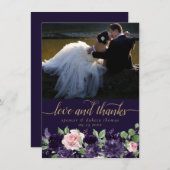 紅花 |濃い紫とピンクの写真の愛と サンキューカード (正面/裏面)