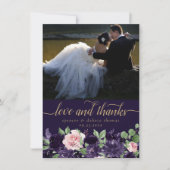 紅花 |濃い紫とピンクの写真の愛と サンキューカード (正面)