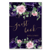 紅花 |紫とピンクのフローラゲストブック テーブルナンバー (裏面)