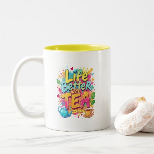 紅茶とともに生きる人生は素敵 Chai Hi Zindagi Hai マグカップ (ドーナツ)