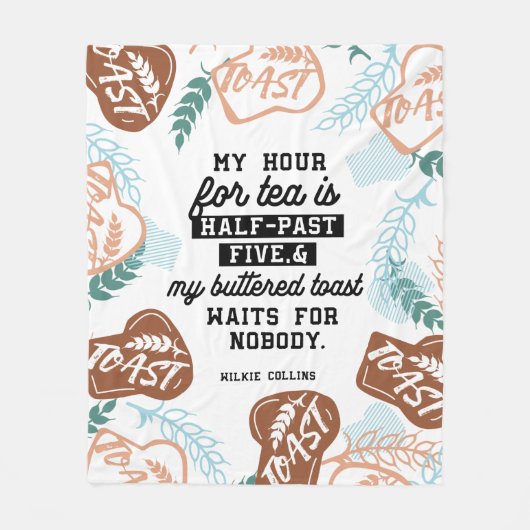 紅茶とバター入りトースト引用文 フリースブランケット (正面)