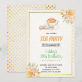 紅茶とマカロンのシャワーパーティーの誕生日招待状 招待状 (正面/裏面)