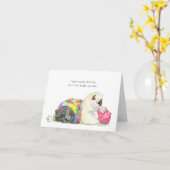 紅茶と悔やみや弔慰のパグカード カード (黄色い花)