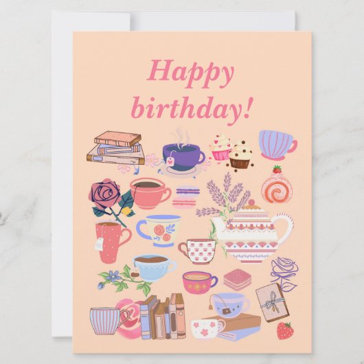 紅茶と本の誕生日 カード (正面)