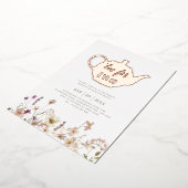 紅茶のための2つのフローラ誕生日-バラ金ゴールド 箔招待状 (回転した状態)