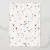 紅茶のための2つのフローラ誕生日-バラ金ゴールド 箔招待状 (裏面)