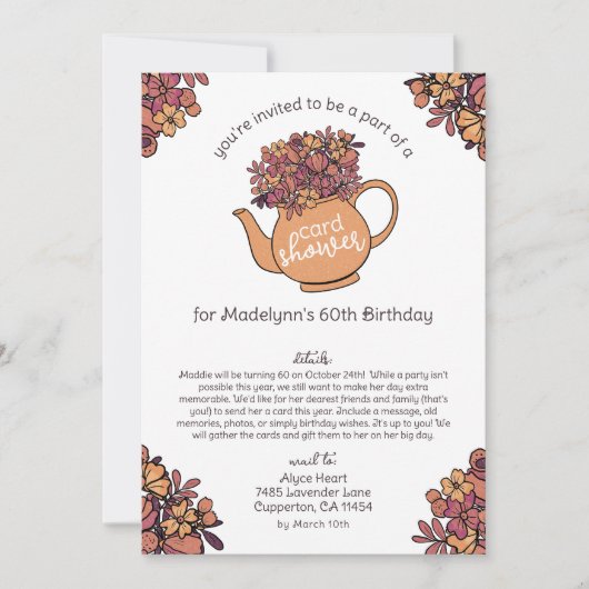 紅茶の秋　60歳の誕生日カードシャワーを郵便で 招待状 (正面)