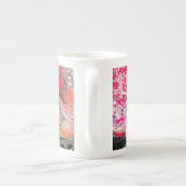 紅茶やコーヒーマグで、ピンク、金ゴールド、ブラックのアート ボーンチャイナマグカップ (裏面)