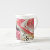 紅茶やコーヒーマグで、ピンク、金ゴールド、ブラックのアート ボーンチャイナマグカップ (正面右)