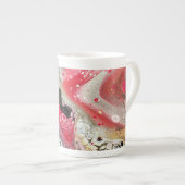 紅茶やコーヒーマグで、ピンク、金ゴールド、ブラックのアート ボーンチャイナマグカップ (正面右)