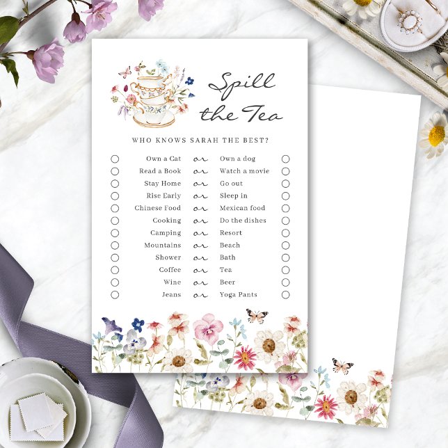 紅茶をこぼす ブライダルシャワーゲーム (Spill The Tea Bridal Shower Game by Painted Paperie
)