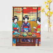 紅茶を楽しむ人々 カード (黄色い花)