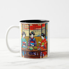 紅茶を楽しむ人々 ツートーンマグカップ