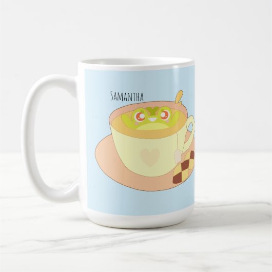 紅茶カップの中のカエル コーヒーマグカップ (左)