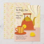 紅茶パーティーの楽しい招待状 招待状 (正面/裏面)