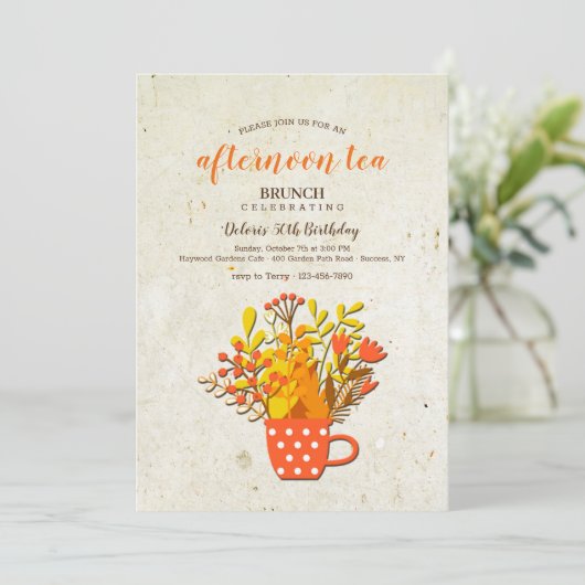 紅茶パーティーの秋のご招待 招待状 (スタンド正面)
