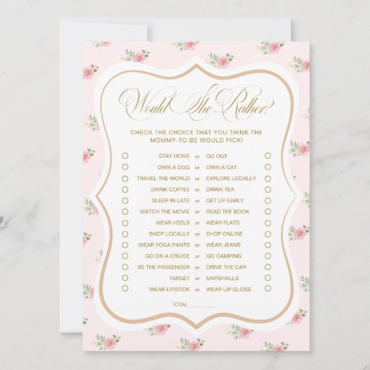 紅茶パーティーの赤ちゃんシャワー彼女はむしろゲームカード 招待状 (正面)