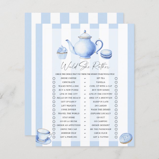 紅茶パーティーの赤ちゃんシャワー彼女はむしろゲーム (正面/裏面)